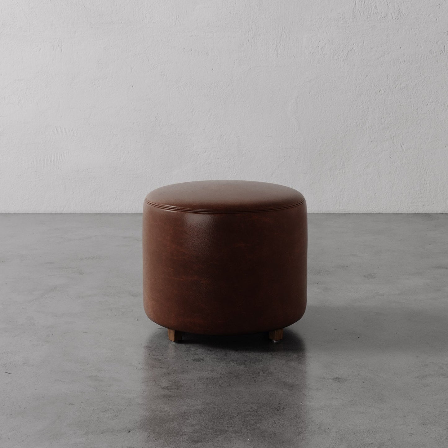 Fabien Leather Round Ottoman - 22