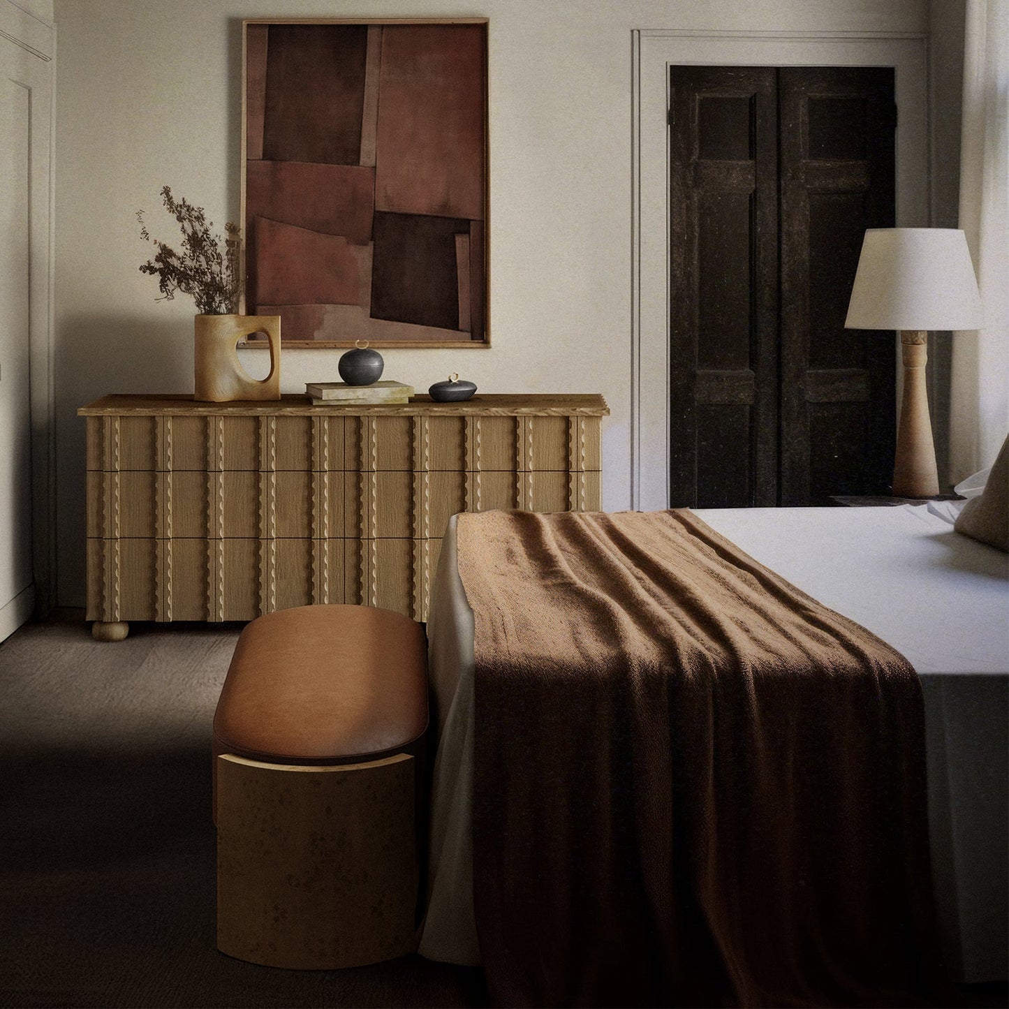 Benoit Leather Bench