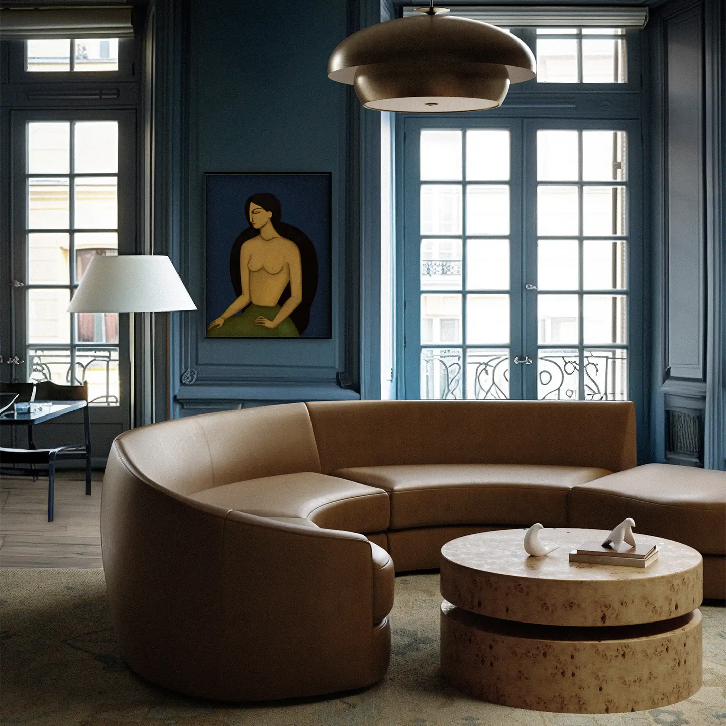 Rulmann Leather Right Ottoman