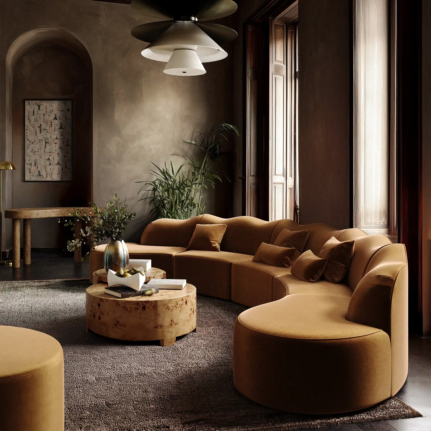 Serpentine 4 Piece - Nutmeg Performance Velvet