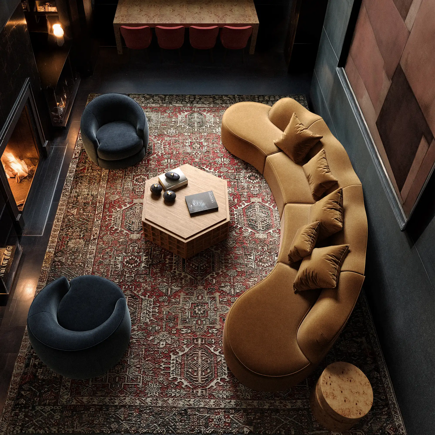 Serpentine 4 Piece - Nutmeg Performance Velvet