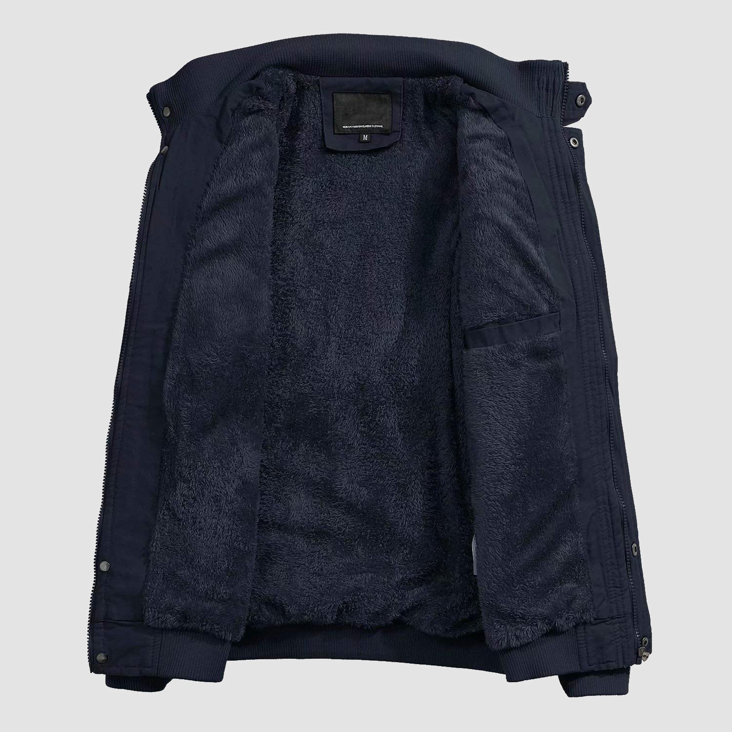 Men's Jacket Winter Military Cargo Work Jacket with 5 Pockets Fleece Lined Thicken Warm Coat
